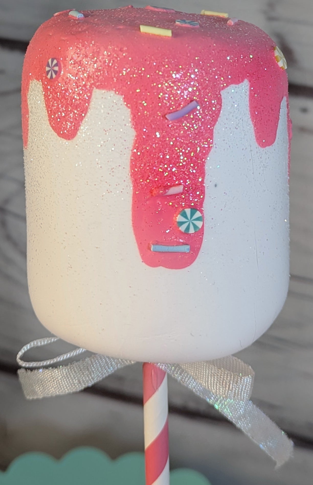 Faux Pink Marshmallow Lollipop