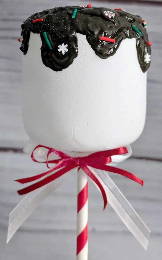 Faux Marshmallow Lollipop W/ Chocolate Drip