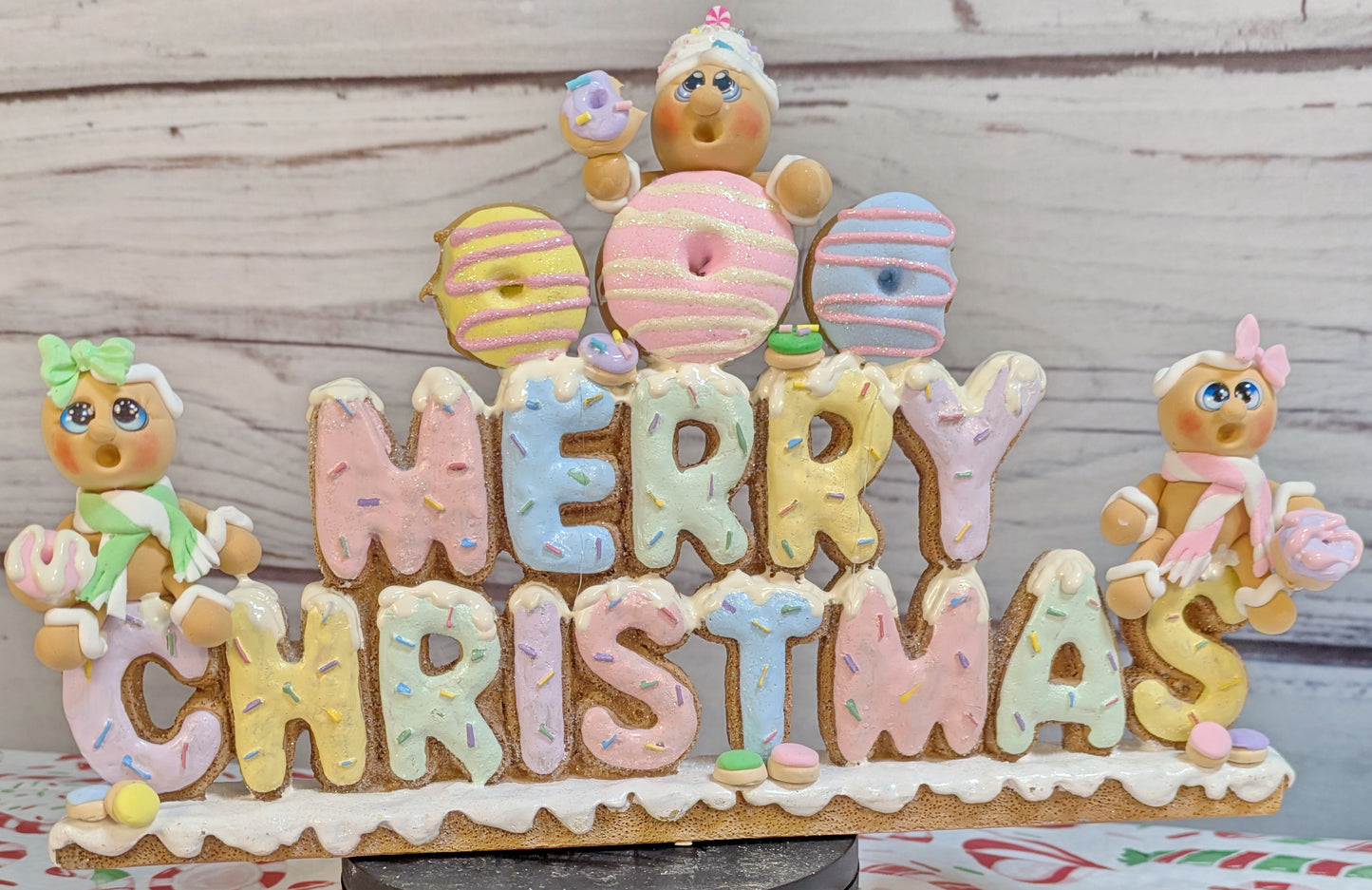 Pastel Merry Christmas Gingerbread Sign