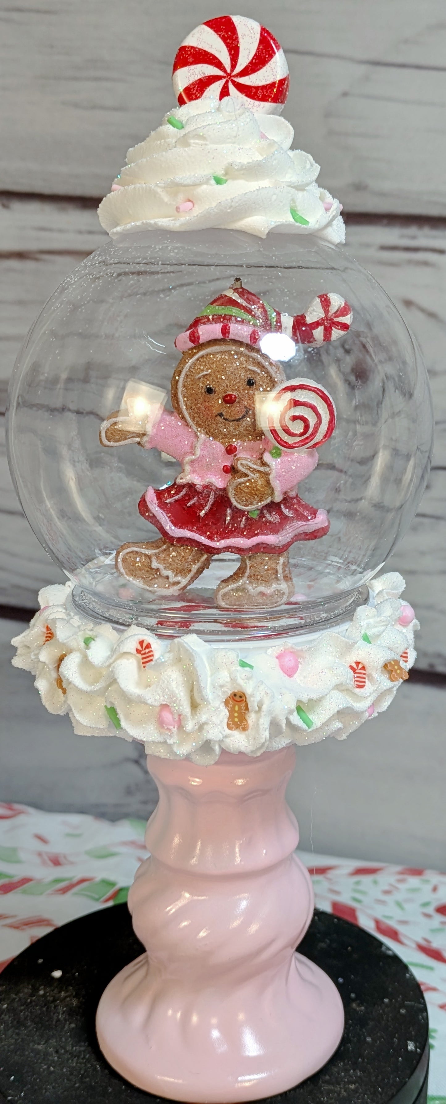 Pastel Gingerbread Girl Snowglobe
